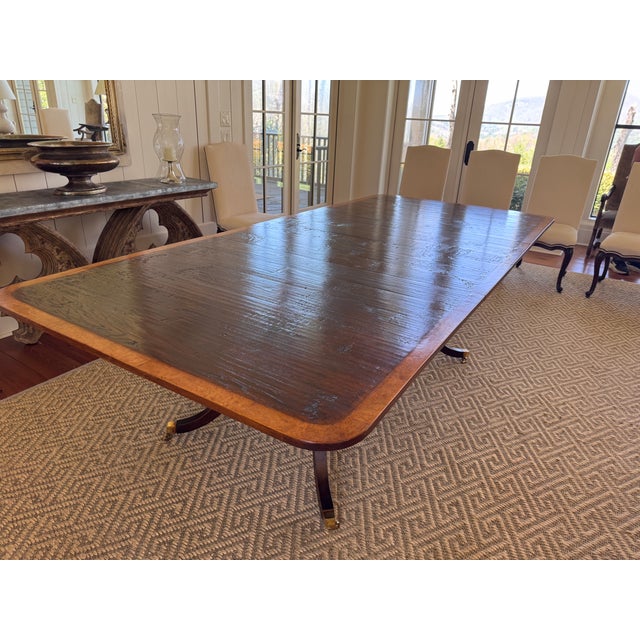 Brown Custom Made English Extending Dining Table For Sale - Image 8 of 11