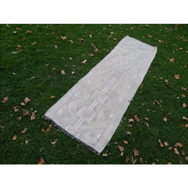 Vintage Kurdish Herki Kilim Runner Rug 34.6'' X 114.9'' / 88x292cm Hand woven with high quality pure wool Excellent...