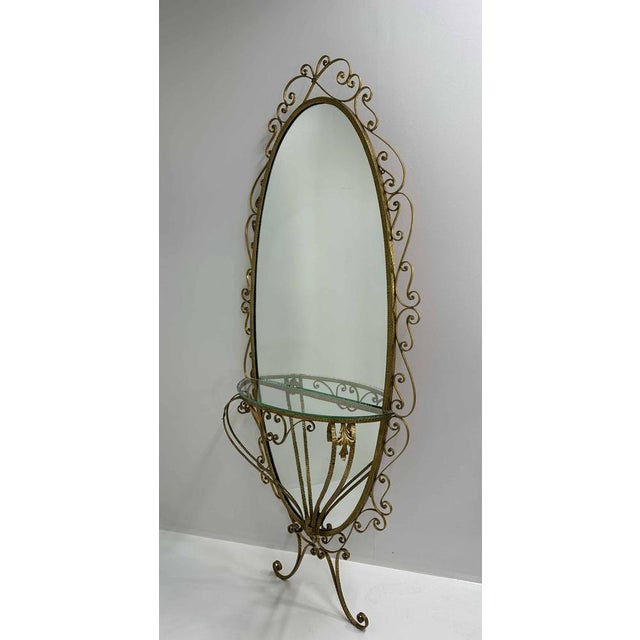 This set is composed by a Wall Mirror console table and a pouf and it was produced in Italy, more precisely in Turin (City...