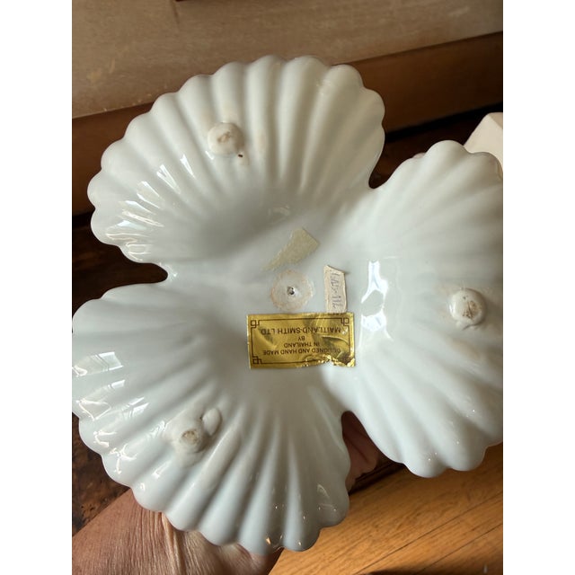 Ceramic Vintage Maitland-Smith Blue and White Porcelain Pickle Stand Sweetmeat Dish – Bonnin & Morris Style – Seashell Coral Motif For Sale - Image 7 of 10