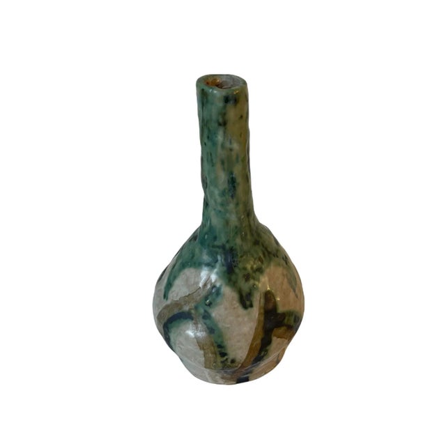 Antique Arts & Crafts Organic Form Drip Glaze Pottery Vase For Sale - Image 10 of 11