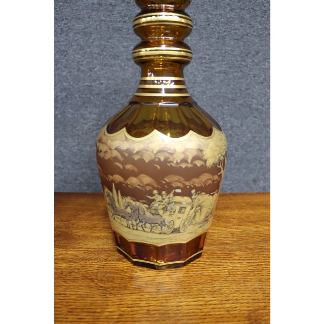 Late 20th Century Bohemian Glass Decanter and Vase Set With Horse-Drawn Carriage Scenes, Set of 3 For Sale - Image 14 of 18