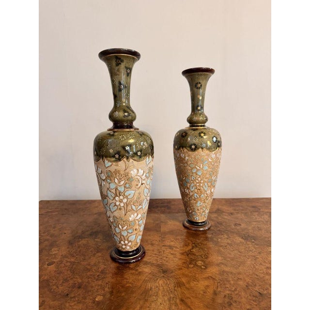 Antique Vases from Doulton Lambeth, 1880, Set of 2 For Sale - Image 3 of 7