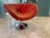 Modern Red Tulip Chrome Base Lounge Chair. This tulip chair is upholstered in a red ultra-suede fabric. The chairs feature...
