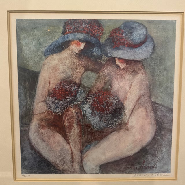 Rare Signed Limited Edition Barbara A. Wood Lithograph – "Forget Me Nots 540/975