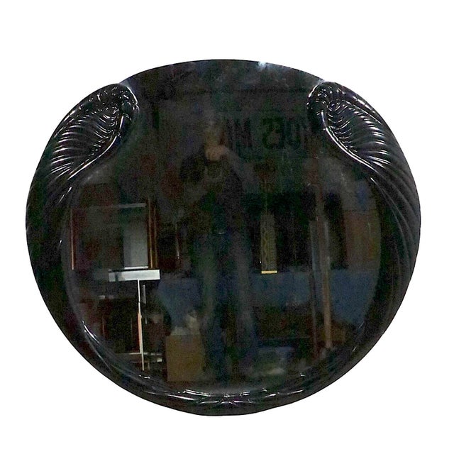 Hollywood Regency Black Lacquer Mirror Made in Italy C. 1970/80’s For Sale - Image 9 of 12