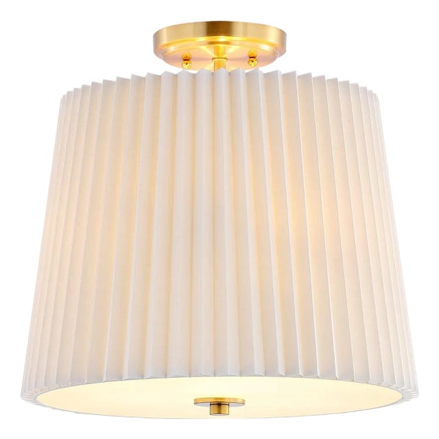 Madio 3-Light 16" Pleated Flush Mount in White/Gold For Sale