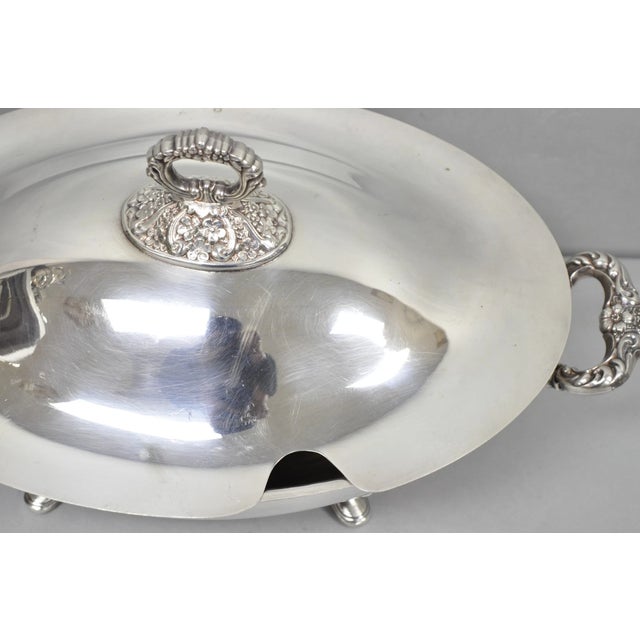 Vintage Lancaster Rose by Poole Large Oval Silver Plated Covered Soup Tureen For Sale - Image 10 of 18