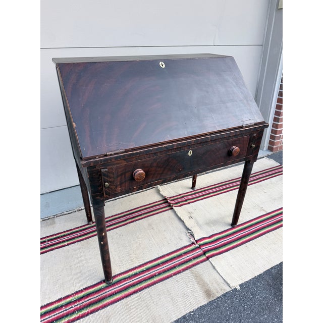 Antique Lancaster County Pennsylvania Sheraton Paint-Decorated Slant-Front Shopkeeper's Desk For Sale - Image 14 of 15