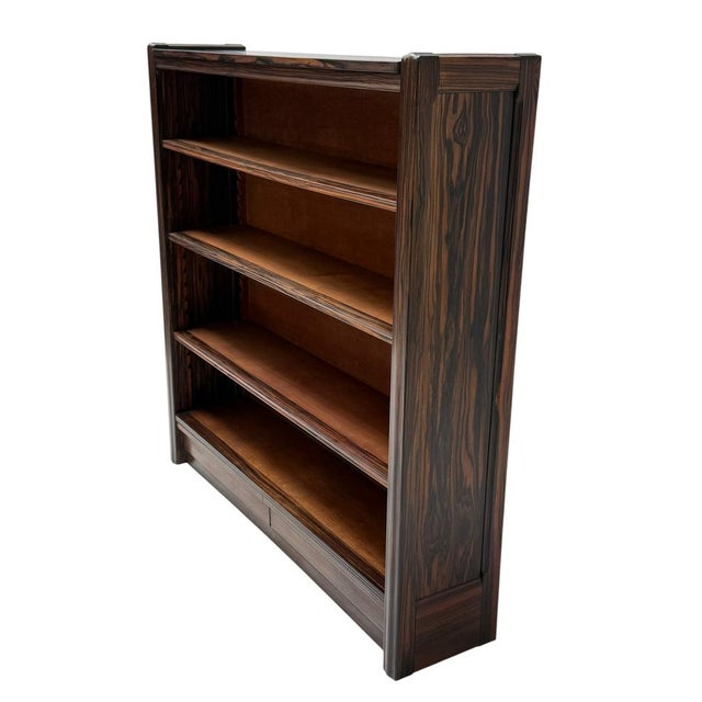 Art Deco Open Bookcase in Macassar Ebony with Oak Shelves, 1920s For Sale - Image 4 of 14
