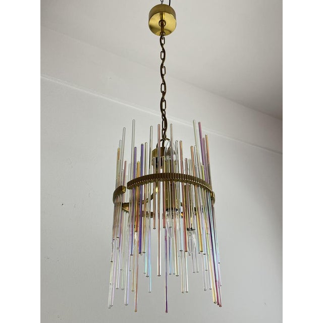 Vintage Italian Chandelier in Brass and Murano Glass, 1960s For Sale - Image 9 of 14