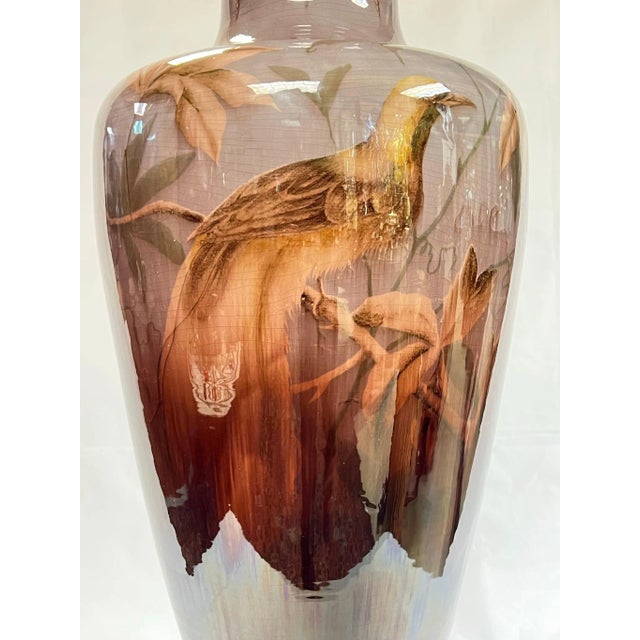 Late 19th Century Monumental Austrian Glazed Faience Bird motif Vase by Gerbing &amp; Stephan For Sale - Image 5 of 12