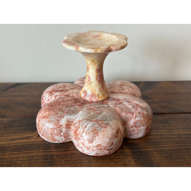 Maitland - Smith 1970s Italian Pink Marble Scalloped Pedestal Bowl For Sale - Image 4 of 5