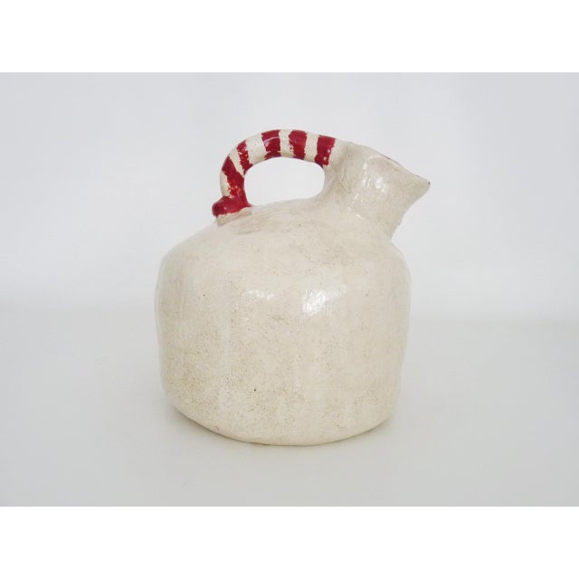 White and Red Stoneware Pitcher, 1970s For Sale - Image 9 of 9