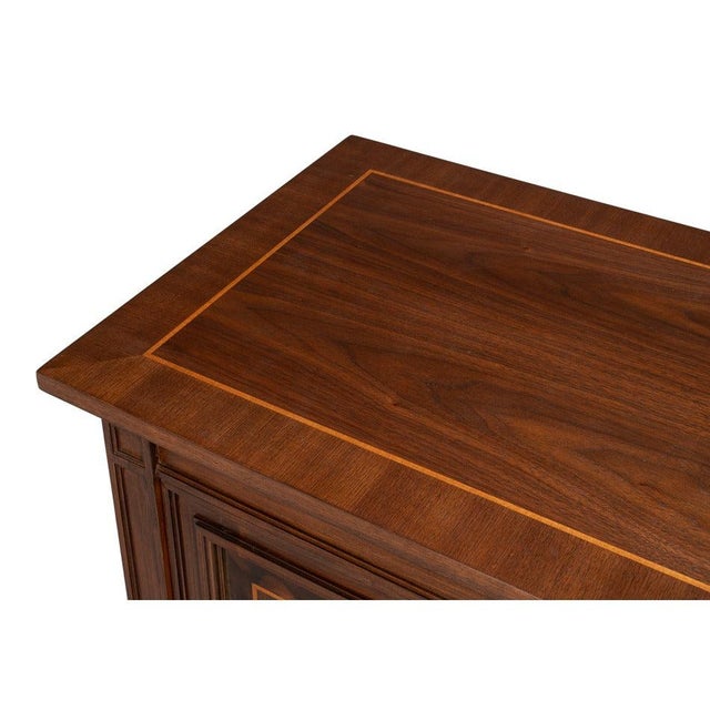 Walnut Burl Four-Door Credenza with Inlaid Panels For Sale In Raleigh - Image 6 of 10