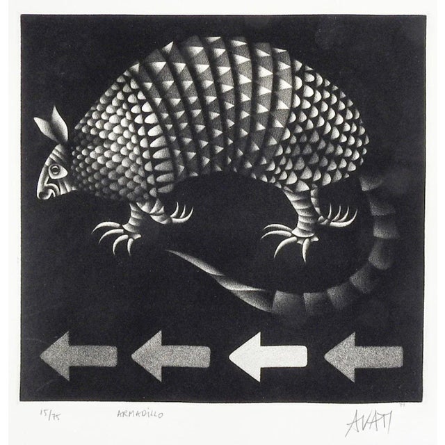 Mid-Century Modern Mid 20th Century Mario Avati Armadillo Mezzotint For Sale - Image 3 of 3