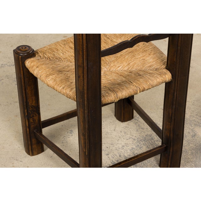 Antique French Provincial Oak Ladder Back Dining Chairs - Set of 4 For Sale - Image 16 of 18