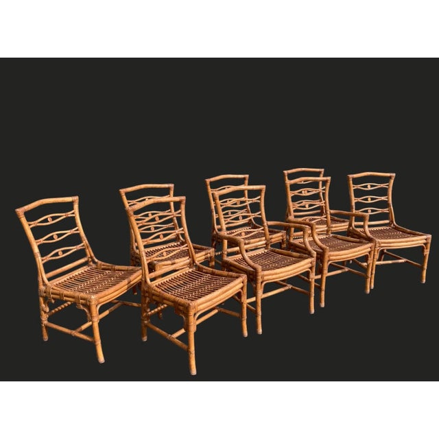 Boho Chic Vintage McGuire Bamboo Chairs Set of 8 For Sale - Image 3 of 8