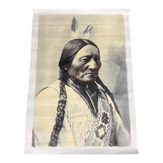 Vintage Orig. Chief Sitting Bull Indian Tatanka Iyotanka Oil Painting Portrait For Sale