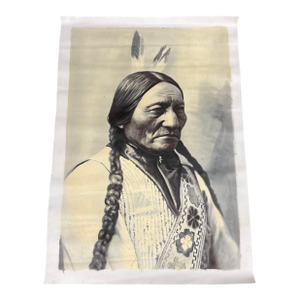 Vintage Orig. Chief Sitting Bull Indian Tatanka Iyotanka Oil Painting Portrait