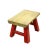 Chinese Raw Wood Top Finish Rede Legs Rectangular Short Stool Table For Sale - Image 3 of 6