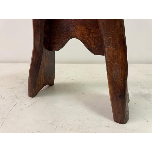 Wood Mid-Century Rustic Wooden Slab Stool, 1960s For Sale - Image 7 of 14