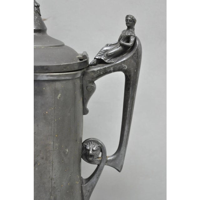 Metal Antique Renaissance Reed & Barton Figural Silver Plated Coffee Water Pitcher For Sale - Image 7 of 18