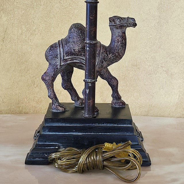 Berman Camel Table Lamp With Palm Motif Stem, Bronze-Tone Desert Safari Accent Lamp, 29"h For Sale - Image 14 of 18