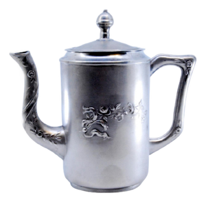 Art Nouveau Silver Teapot with Embossed Flowers