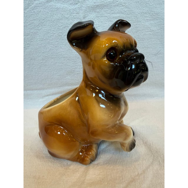 American 1940s Porcelain Boxer Planter For Sale - Image 3 of 11
