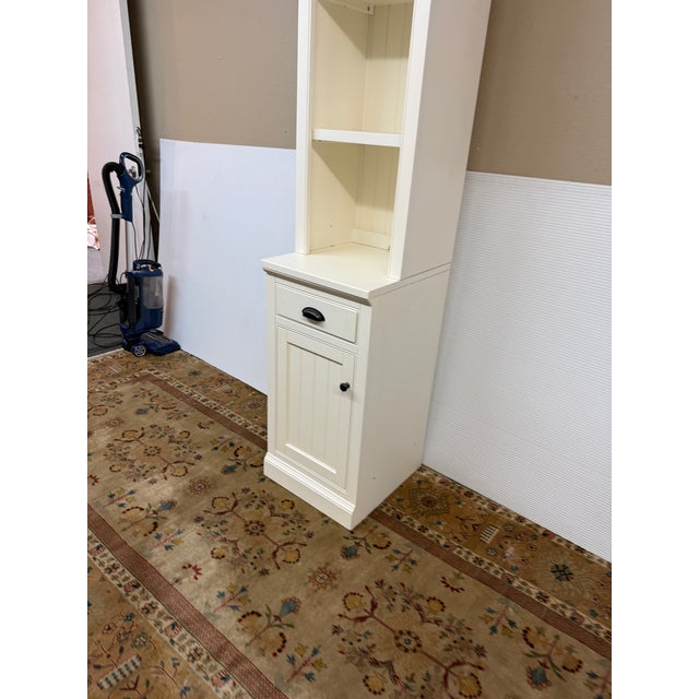 Traditional Pottery Barn Aubrey Storage Shelf With Cabinet, Dutch White For Sale - Image 3 of 12