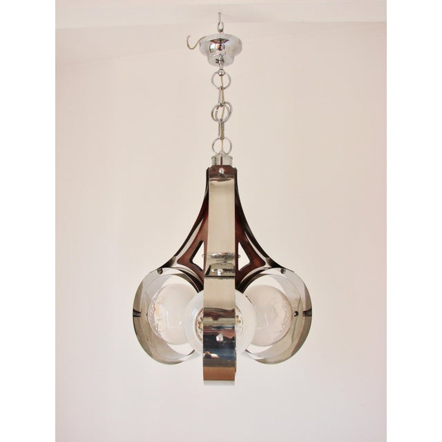 1970s Chrome and Murano Art Glass Pendant Lamp from Mazzega, Italy, 1970s For Sale - Image 5 of 13