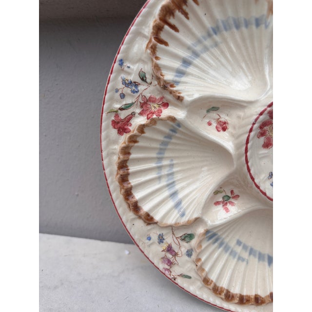 French 19th Century Majolica Oyster Flowers Plate Longchamp For Sale - Image 3 of 5