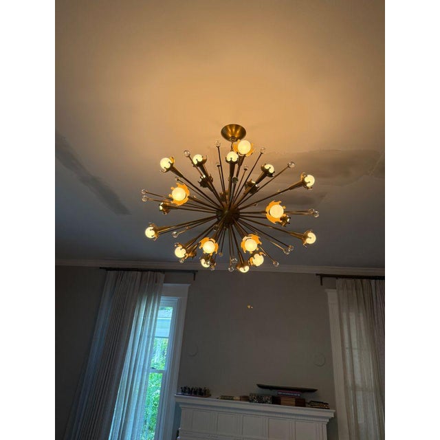Mid-Century Modern Jonathan Adler Small Brass Sputnik Chandelier For Sale - Image 3 of 3