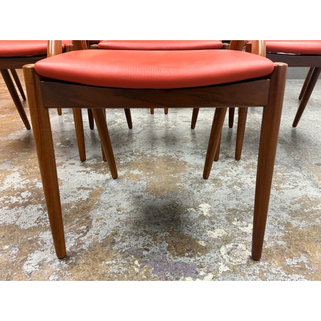 Red Mid 20th Century Kai Kristiansen for Mobler Dining Chairs, Set of Eight For Sale - Image 8 of 12