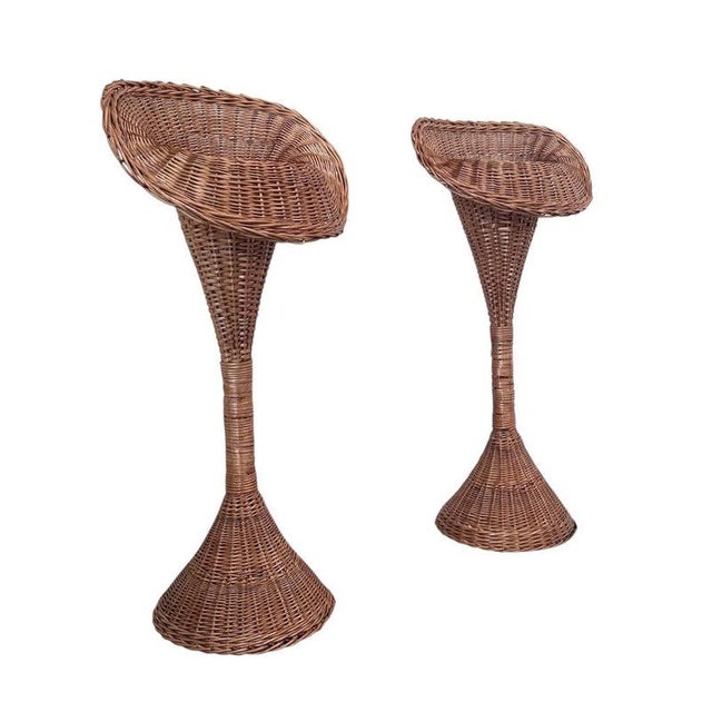 Wicker Plant Stands, 1960s, Set of 2 For Sale - Image 11 of 11