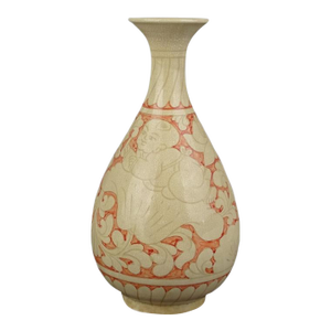 Vintage Chinese Porcelain Song Cizhou Kiln Porcelain Yuhuchun Vase Hand Painted Child Pattern | Cizhou Ware Ceramic Bottle