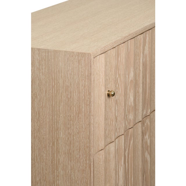 Worlds Away Matthew Izzo Home Angus Cerused Oak Four Drawer Fluted Detail Chest of Drawer With Brass Knobs For Sale - Image 4 of 11