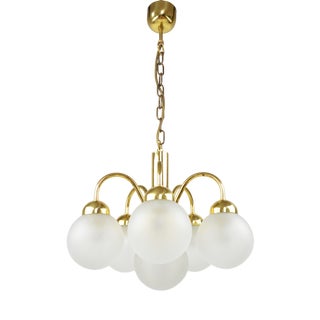 Vintage Chandelier in Glass and Metal, 1980s For Sale