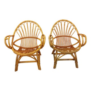 Set of Vintage Rattan Armchairs, 1960s For Sale