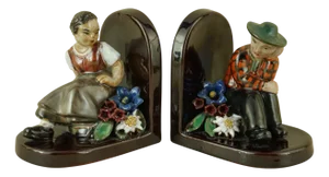 Art Deco Sculptural Ceramic Bookends from Liezen, Austria, 1930s, Set of 2