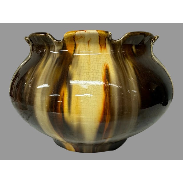 Vintage Antique Onyx Art Pottery Jardiniere Vase For Sale - Image 6 of 6