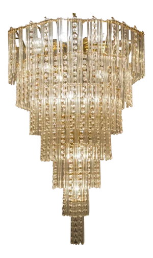 Vintage Teardrop Crystal Brass Framed Chandelier