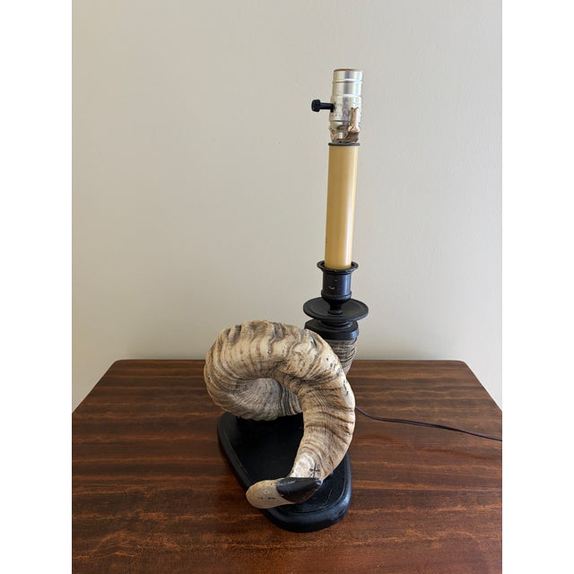 Brown Vintage Ram’s Horn Table Lamp – Rustic English Country House Style Lighting For Sale - Image 8 of 10