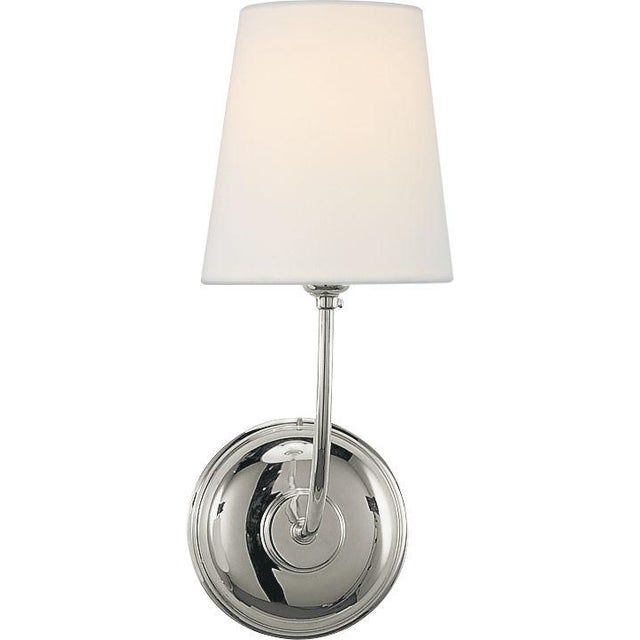 Thomas O'Brien for Visual Comfort Signature Vendome Single Sconce in Polished Nickel with Linen Shade For Sale