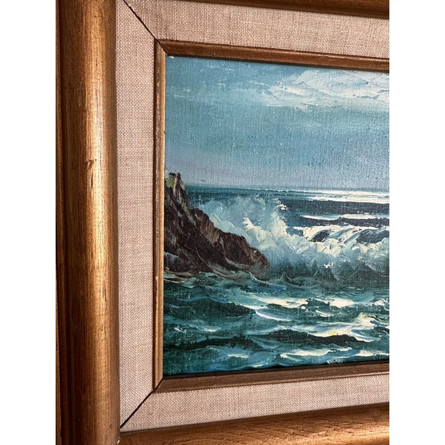 Vintage Original Oil Painting; Framed Seascape by David Crespi 1960s For Sale In Oklahoma City - Image 6 of 12