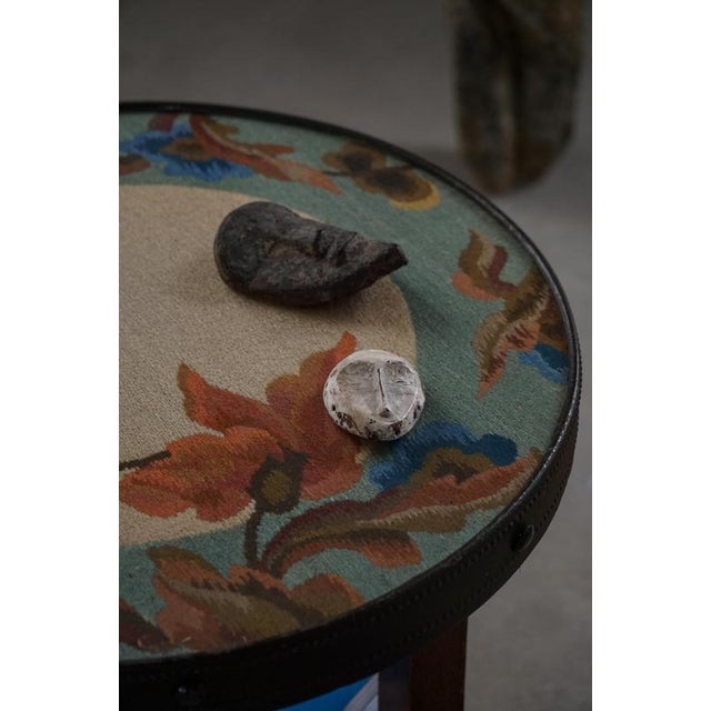 1920s Vintage Danish Round Side Table with Floral Glass Top, 1920s For Sale - Image 5 of 18