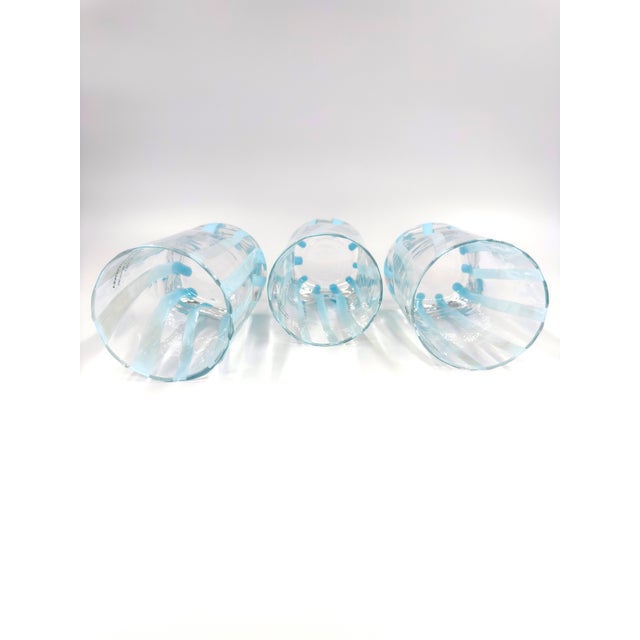 Blue Alessandro Coppola Murano Art Glass Tumblers With Blue Ribbon Pattern - Set of 6 For Sale - Image 8 of 9