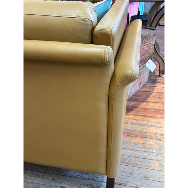 Borge Mogensen Style Danish Mid Century Modern Leather Loveseat For Sale - Image 9 of 14