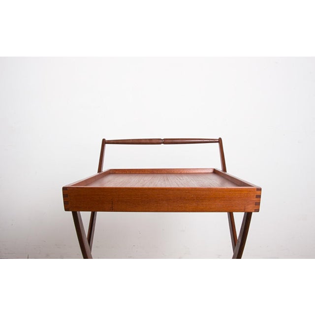 Danish Folding Teak Table on Wheels by Svend Aage Madsen for Illums Bolhigus, 1960s For Sale - Image 10 of 18